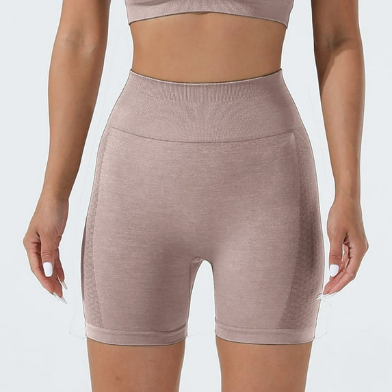AXXD Yoga Shorts for Women,Yoga Shorts With Pockets for Women,Women Athletic Yoga Casual Stetch Shorts,Solid,High Waist Rise,Butt LiftingBeige,L (US:8)
