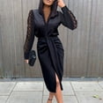 AXXD plus size dress for women,Autumn And Winter Sexy V Neck Solid Slimming Lace Long Sleeve Slit Bandage Draw Back Buttocks Party Dress womens dressy tops girl dress up clothes for play - image 1 of 8