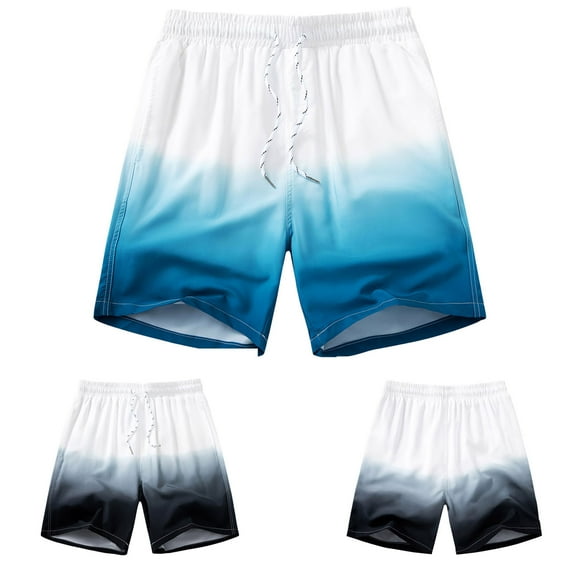 AXXD Boys Shorts Classic Fit Gradient Elastic Waist Beach Straight Type Quick-drying Shorts For Big&Tall Clearance(3 PACK)