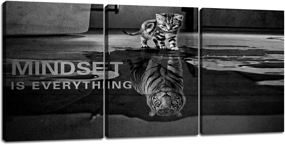 AXXPosters 3 Panels Mindset is Everything Motivational Canvas Wall Art