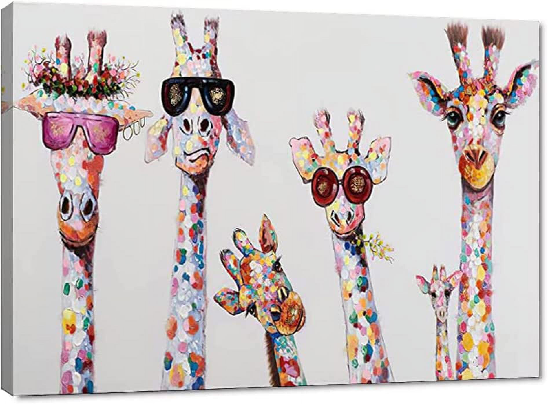 AXXPosters-Bansky Graffiti Art Large Size 5 Giraffes Canvas Wall Art ...
