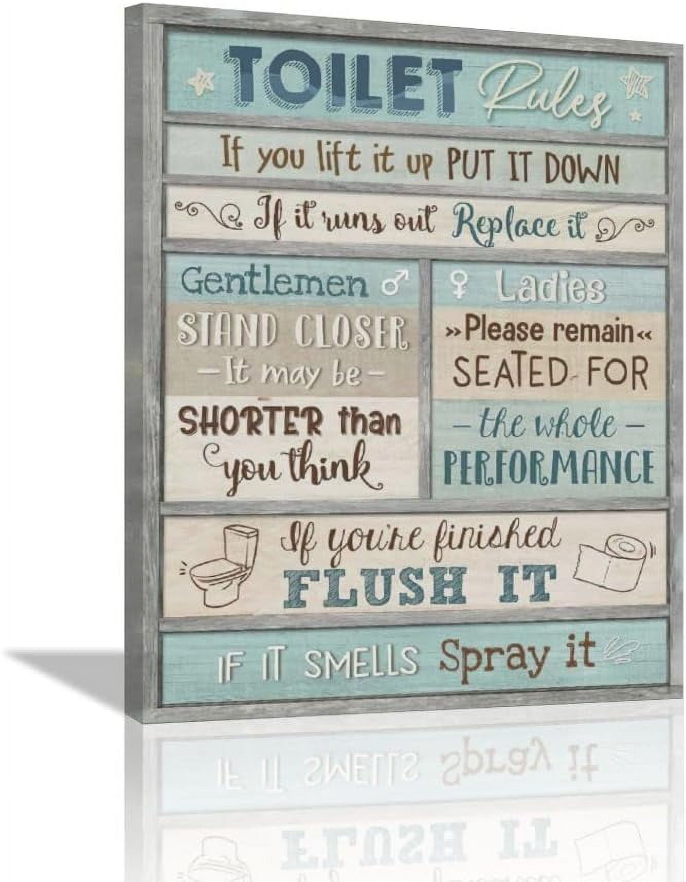 AXXPosters-Bathroom Wall Art Toilet Rules Canvas Wall Decor Bathroom ...