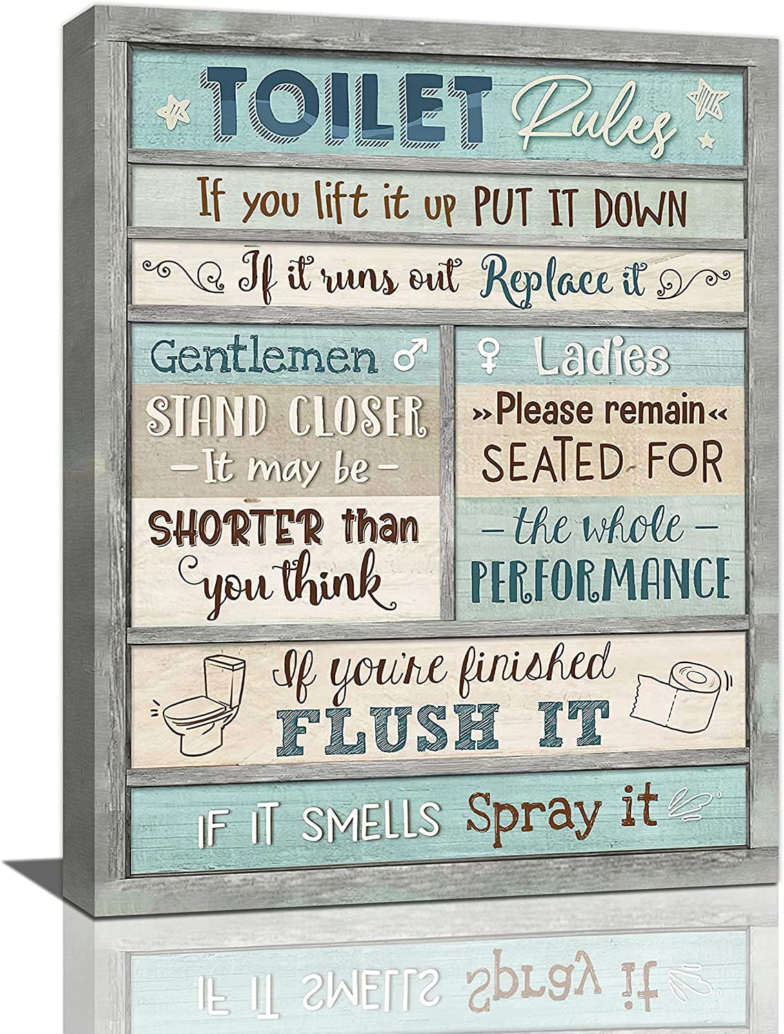 AXXPosters-Bathroom Wall Art Toilet Rules Canvas Wall Decor Bathroom ...