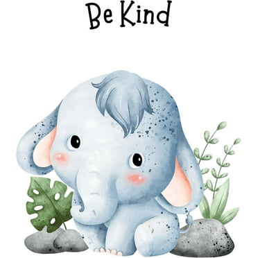 AXXPosters Be Kind Elephant Watercolor Wall Art - Safari Nursery Decor - 8inch x 10inch
