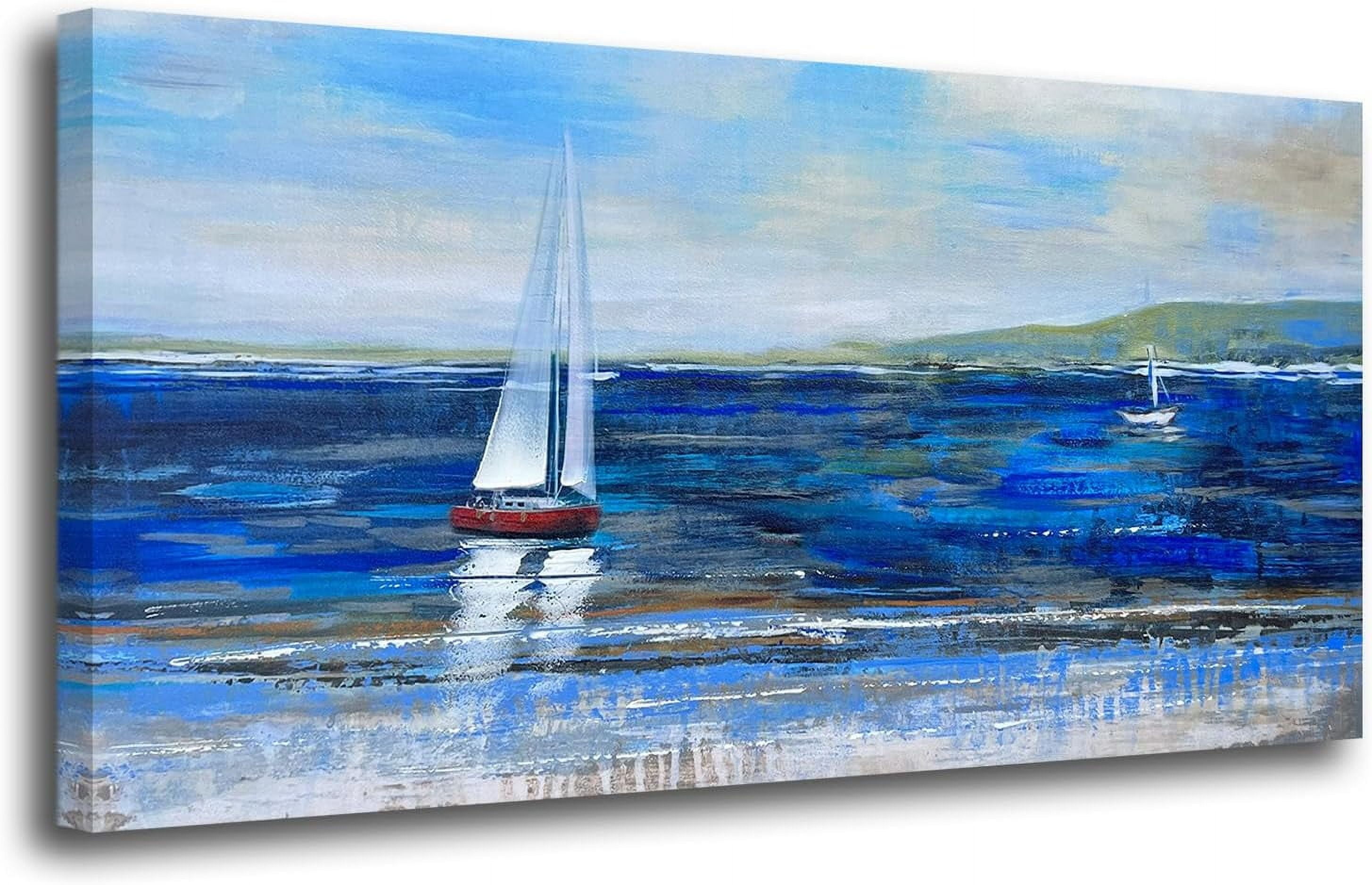 AXXPostersBlue Abstract Canvas Wall Art Seascape Painting Landscape