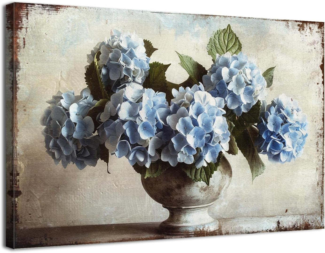AXXPosters-Blue Hydrangea Canvas Wall Art Floral Wall Decor for Living ...