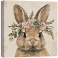 thumbnail image 1 of AXXPosters Bunny Canvas Wall Art Cute Animal Wearing a Flower Crown Picture Prints Retro Easter Rabbit Paintings Nursery Baby Room Wall Decor Frame(12.00" x 12.00"), 1 of 6