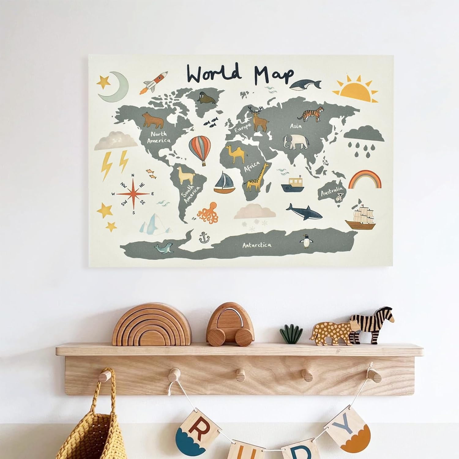 AXXPosters Canvas Banner Wall Hanging Kids Room Décor Cute Prints ...