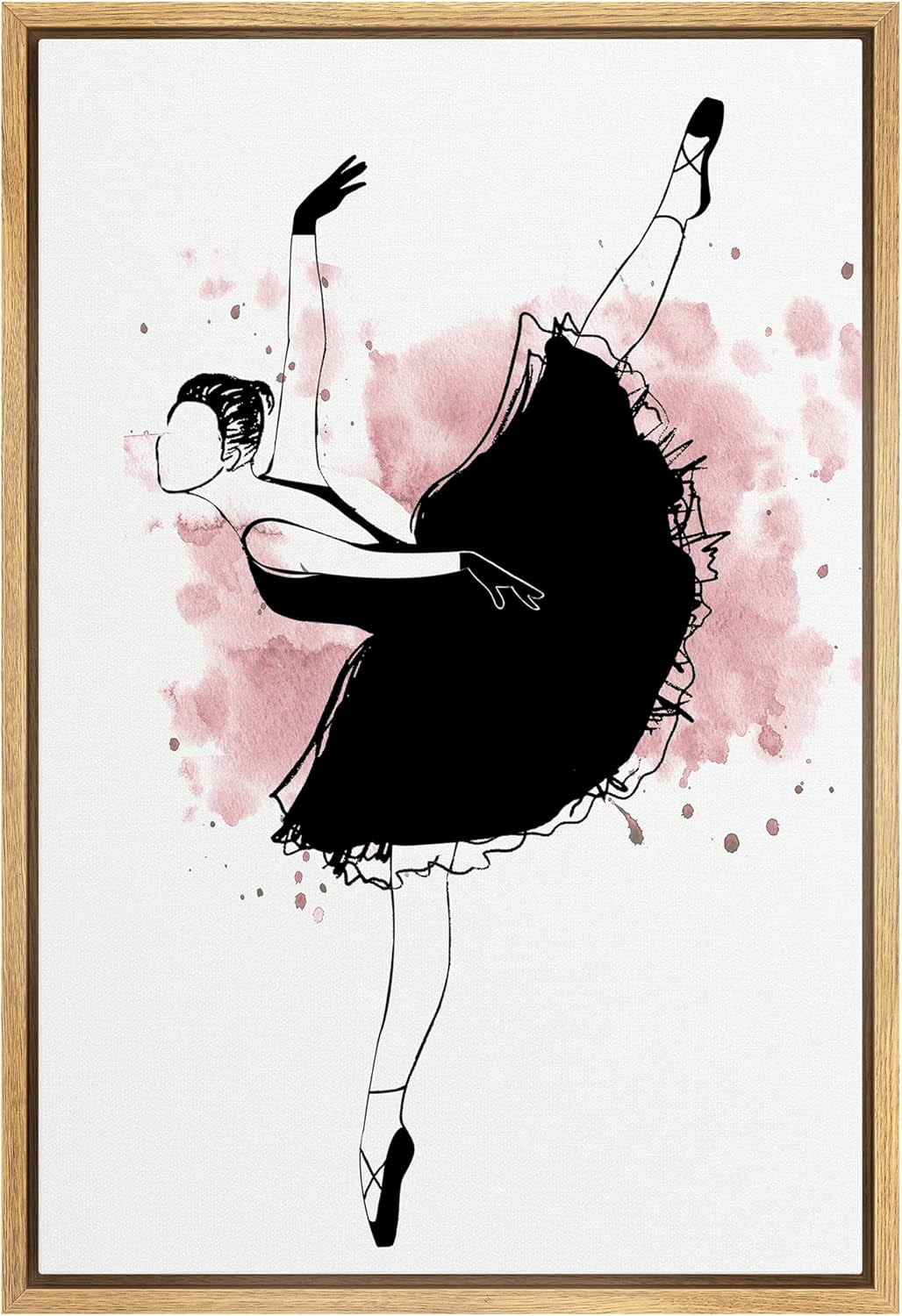 AXXPosters Canvas Print Wall Art Dancing Ballerina with Pink Paint