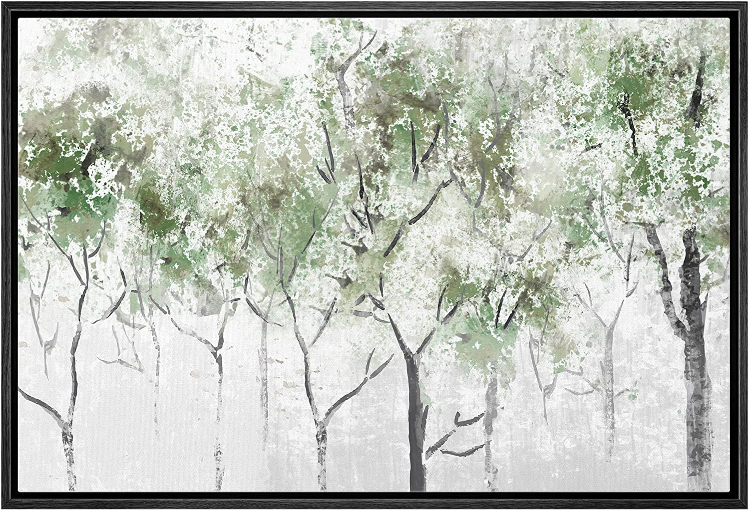 AXXPosters- Canvas Print Wall Art Rustic Pastel Green Spring Forest ...