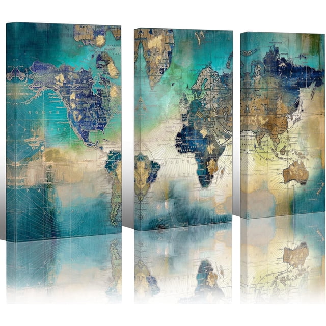 AXXPostersCanvas Wall Art for Living Room World Map Wall Decor