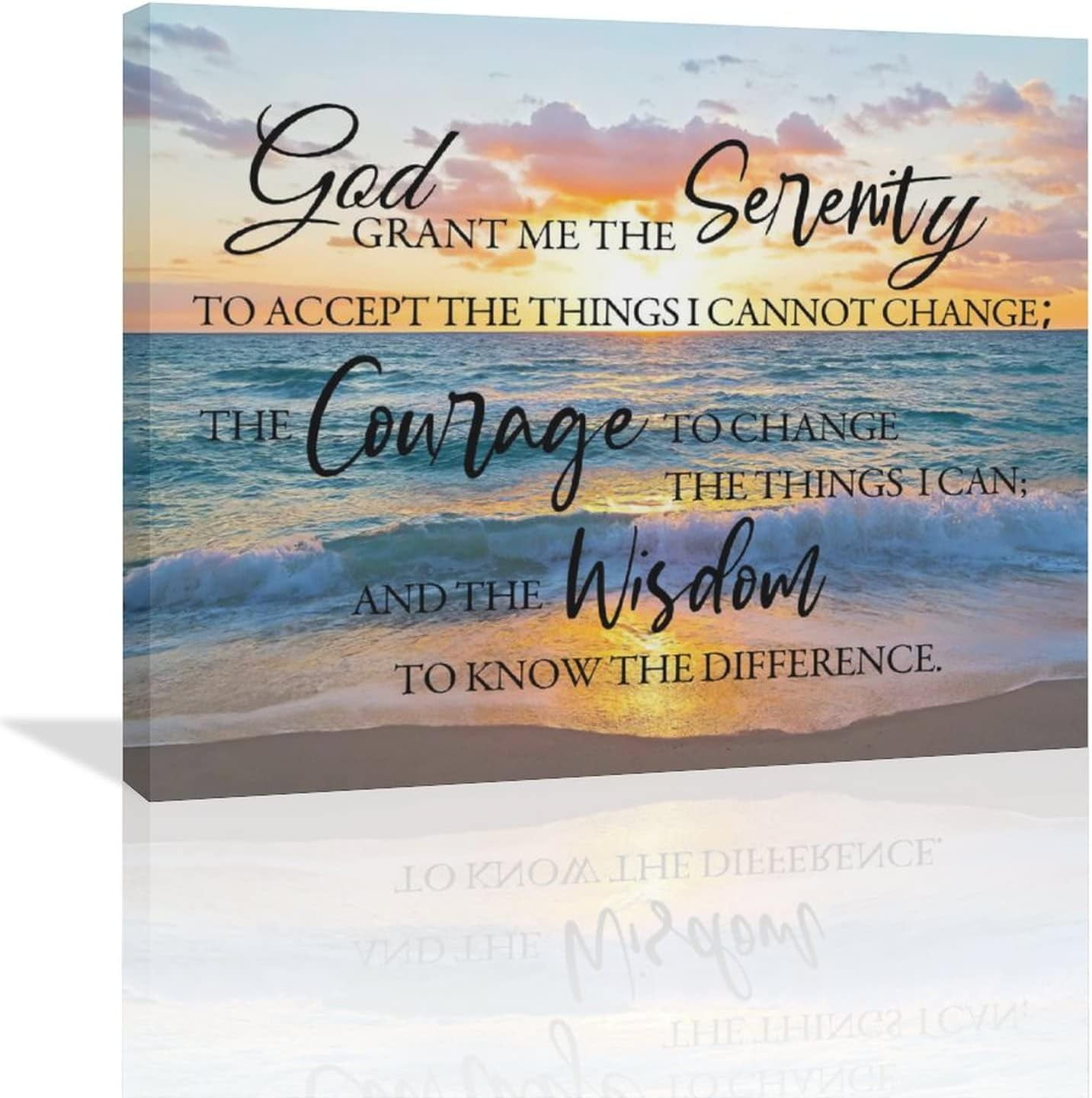 AXXPosters-Coastal Serenity Prayer Wall Art Seascape Scripture Quotes