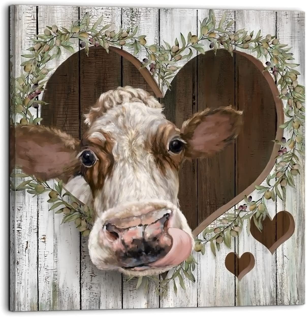AXXPostersCow Wall Decor Brown vintage cow artwork printed on canvas