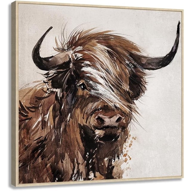AXXPostersFarmhouse Highland Cow Wall Art, Rustic Countryside