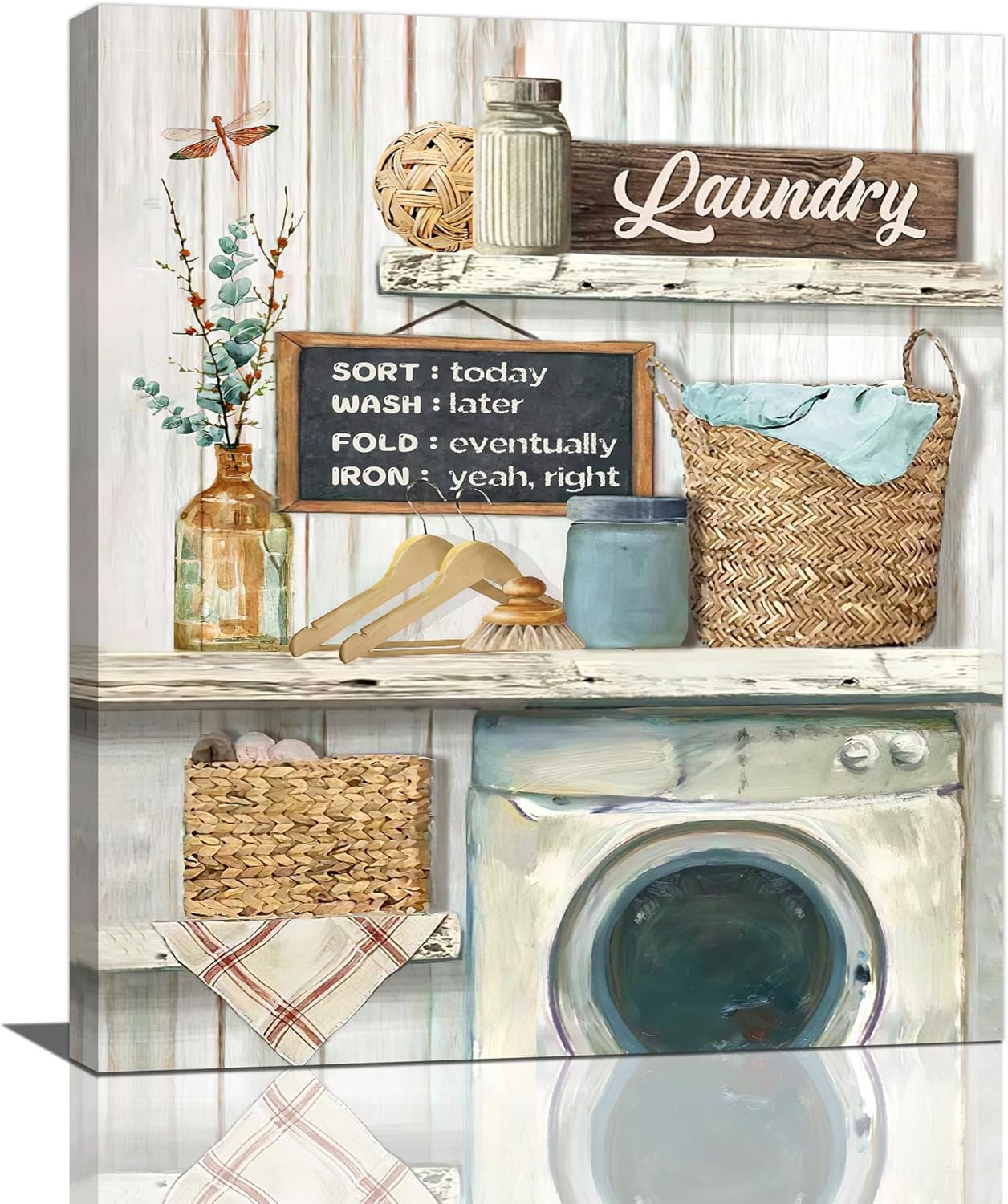 AXXPosters-Farmhouse Laundry Room Wall Art Laundry Schedule Rules Wall Decor Country Laundry ...