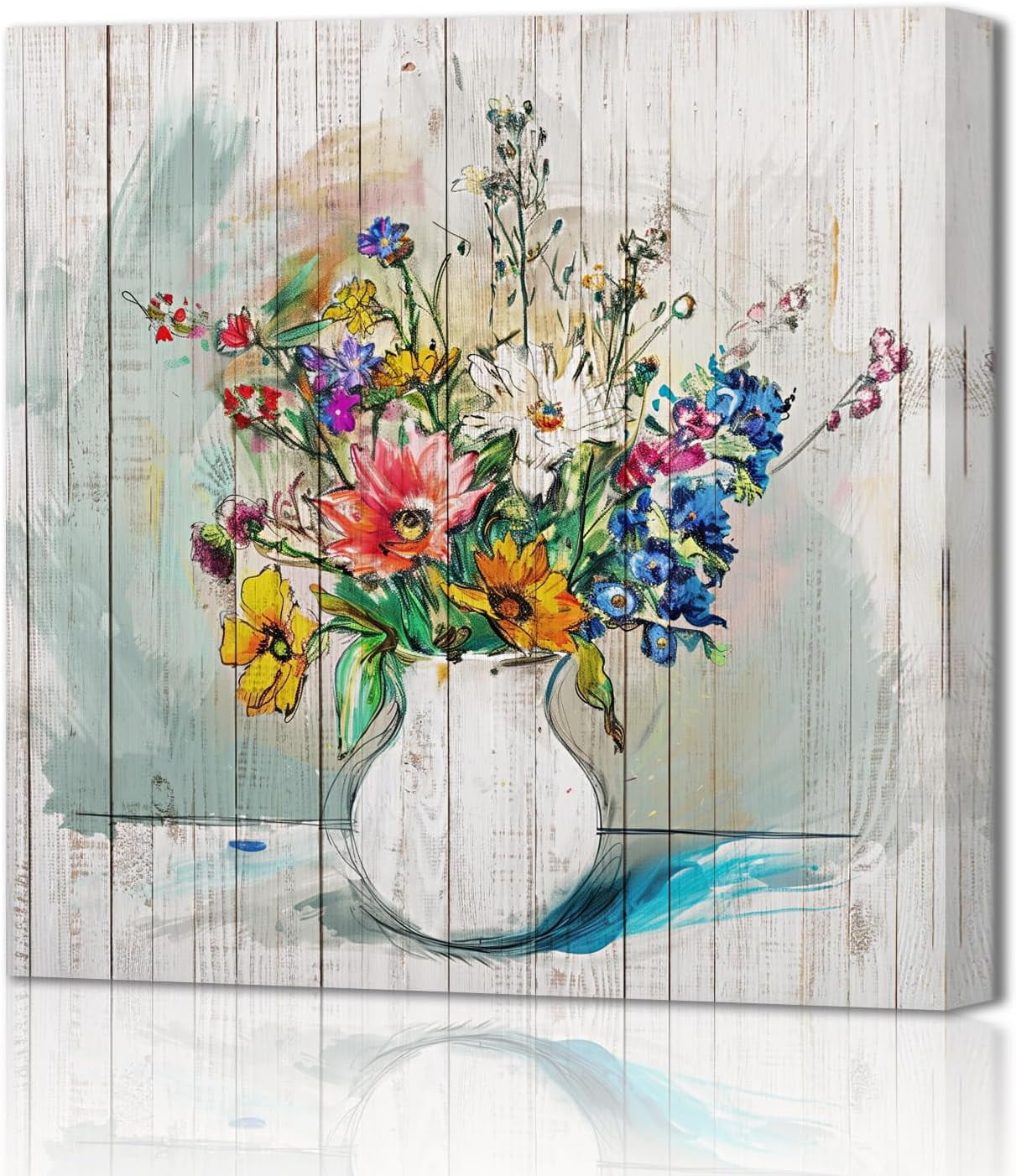 AXXPosters-Flowers Canvas Wall Art Colorful Florals Picture, Spring ...