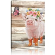AXXPosters-Unframed Funny pig Canvas Wall Art Print Funny pig Painting Poster, funny farm animal Mural for Bedroom Bathroom and Kitchen