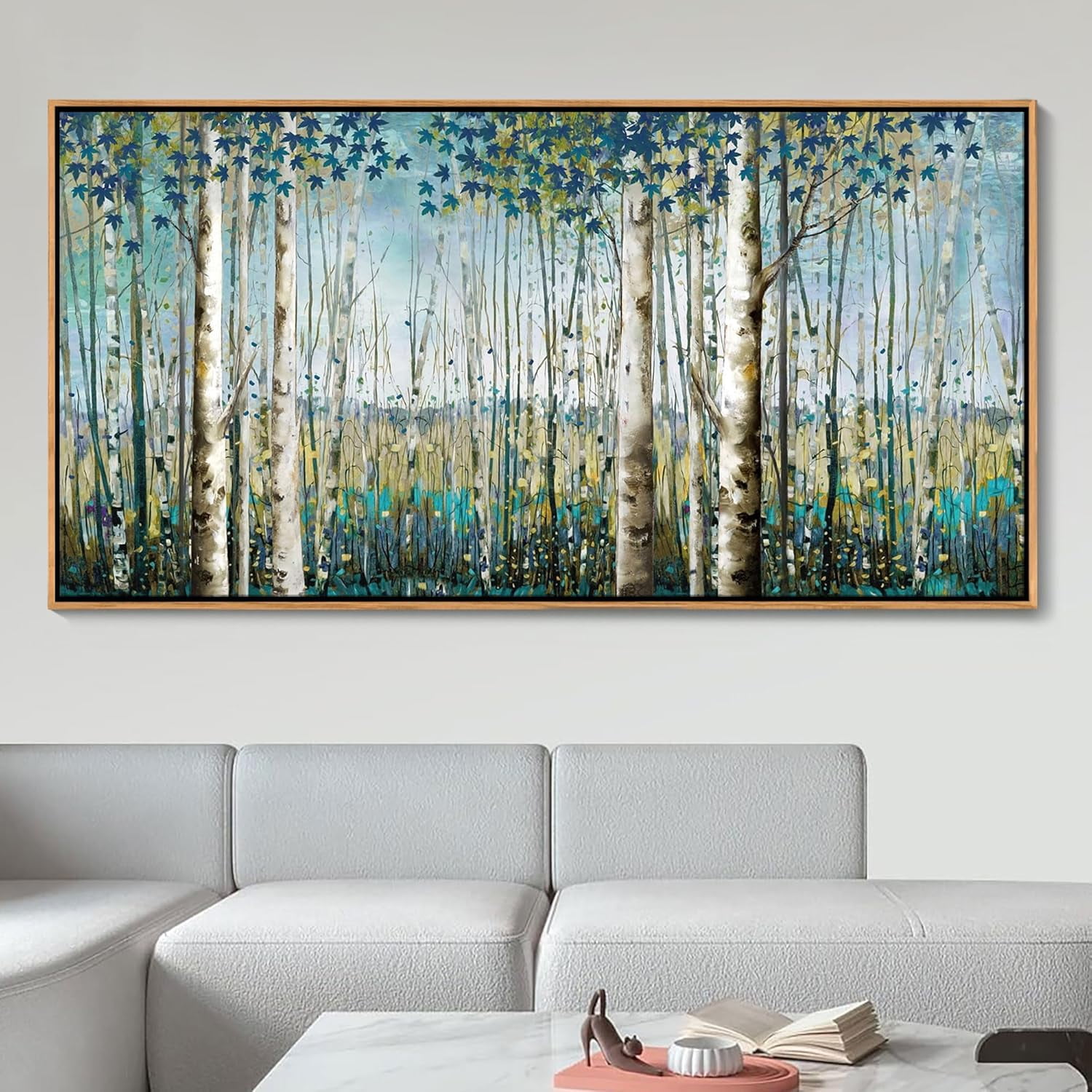 AXXPosters-Green View White Birch Forest Canvas Nature Plant Picture ...