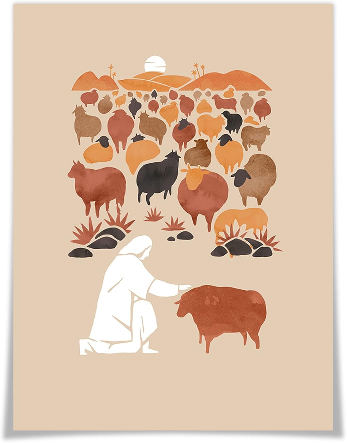 AXXPosters Jesus Christ the Good Shepherd Canvas Wall Art Colorful The ...