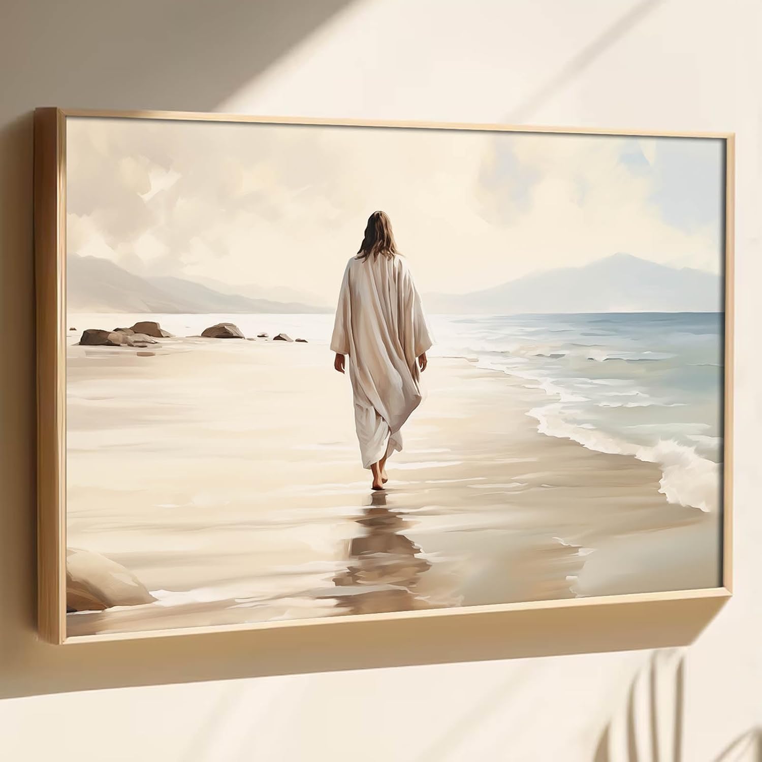 AXXPosters Jesus Walking on the Beach Picture Christian Jesus Canvas ...