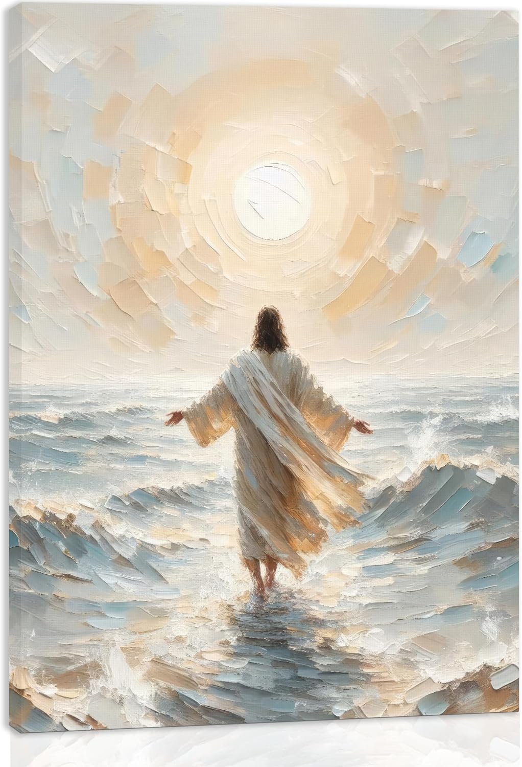 AXXPosters-Jesus Walking on Water Canvas Wall Art Painting Christian ...