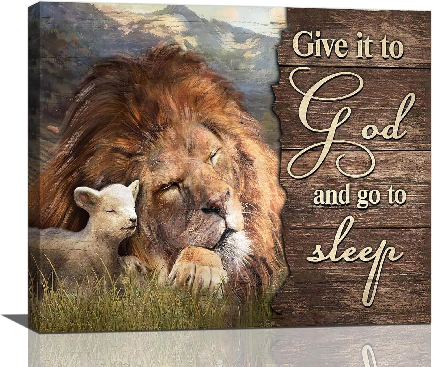 AXXPostersLion and Lamb Wall Art Christian Religious Pictures Canvas