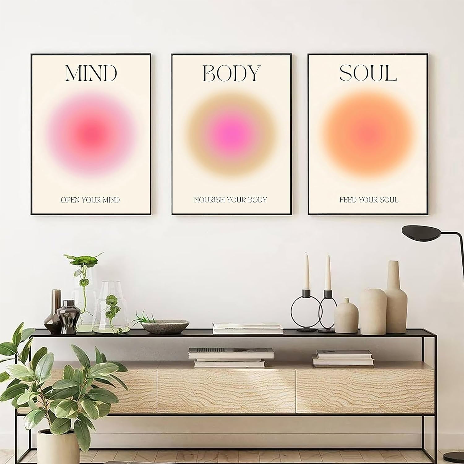 Mind Body Soul Gradient Abstract Canvas Art Set