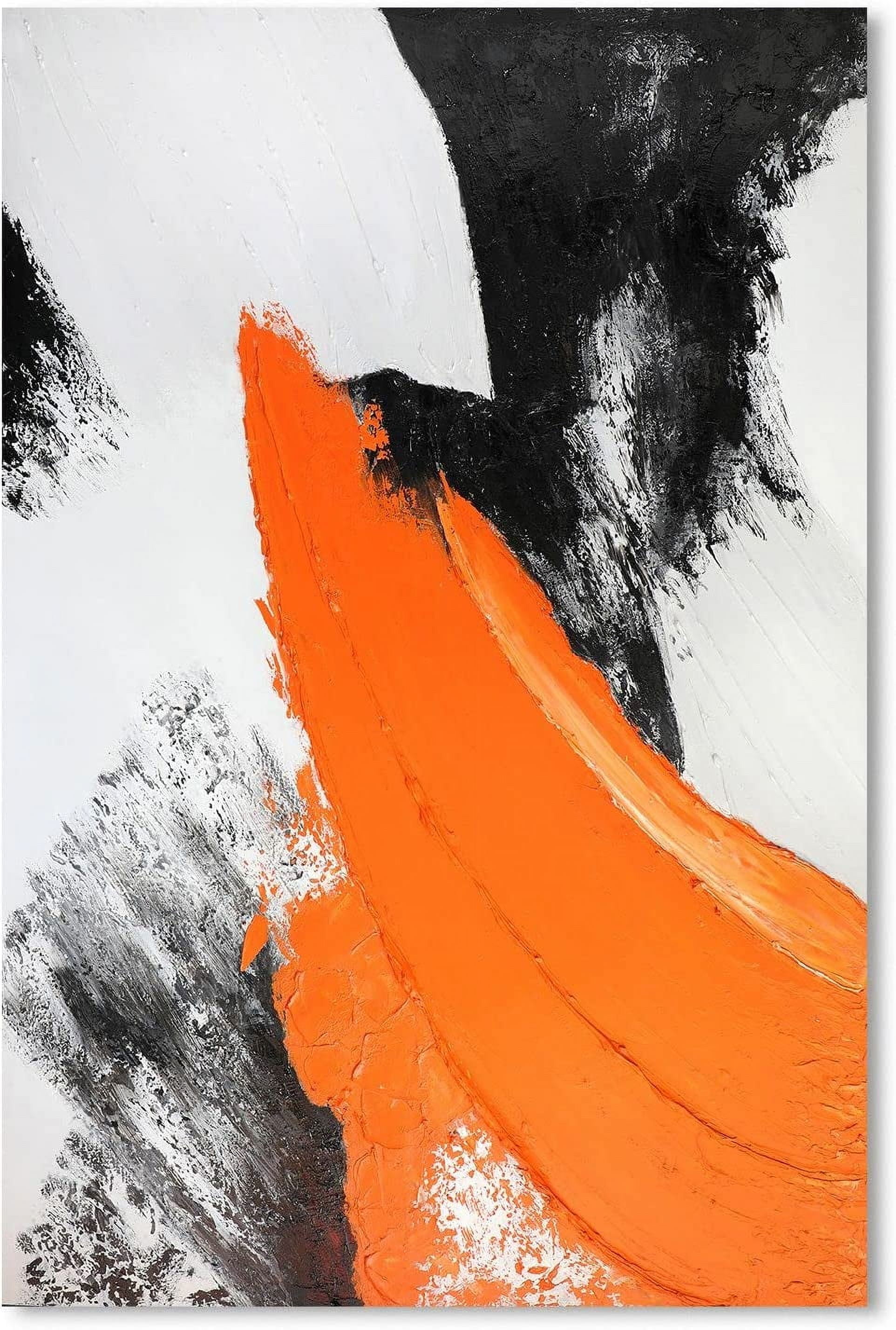 AXXPosters- Modern Abstract Canvas Wall Art: Grey Orange Hand Painted ...