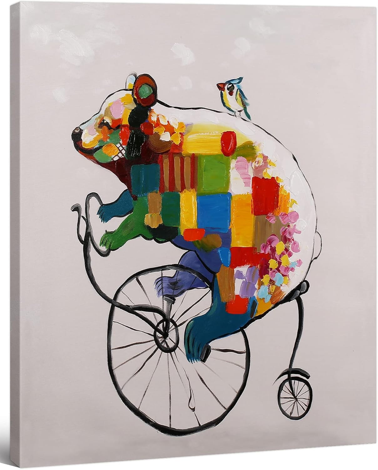 AXXPosters-Modern Pop Art - - Bear Cub Penny Farthing Canvas Print Home ...