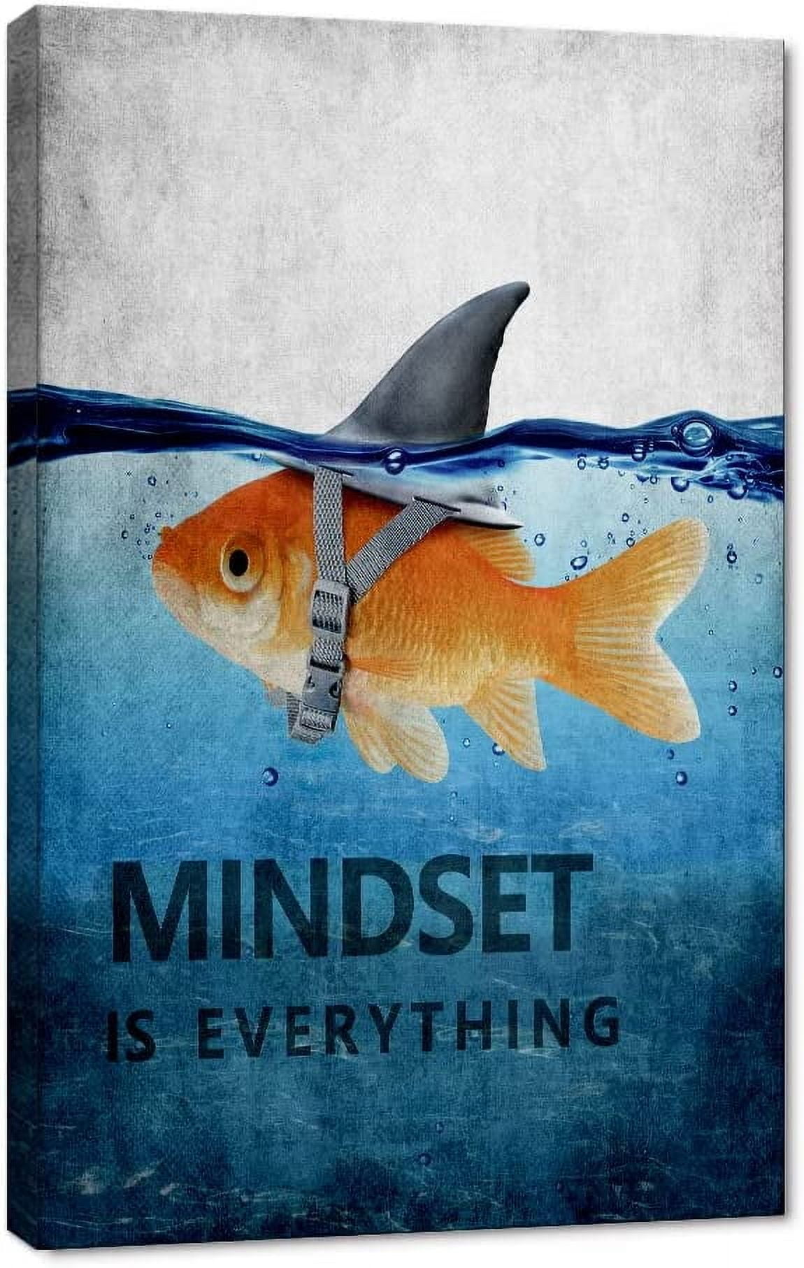Mindset is Everything Motivational Canvas Print with Shark Fin