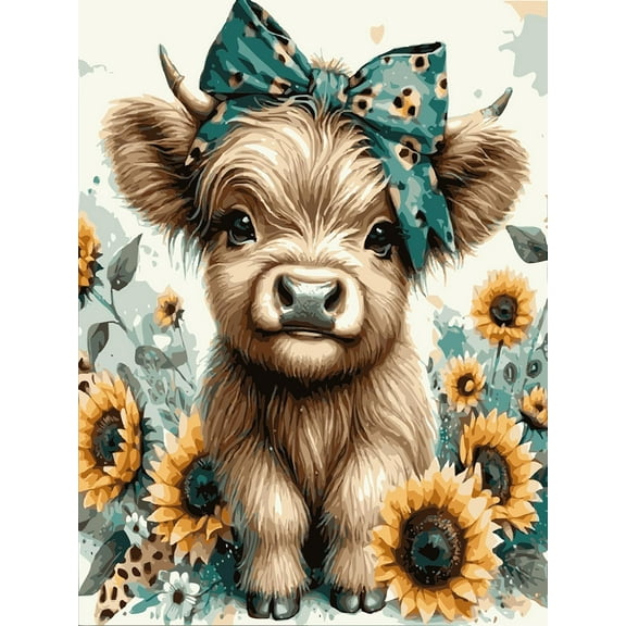 LH138HB-Unframed Teal Highland Cow Wall Decor Farmhouse Wall Art Highland Cow Canvas Print Pictures Highland Cow Artwork Highland Cow Bedroom Decor Nursery Decor Highland Cow Pictures Wall Decor