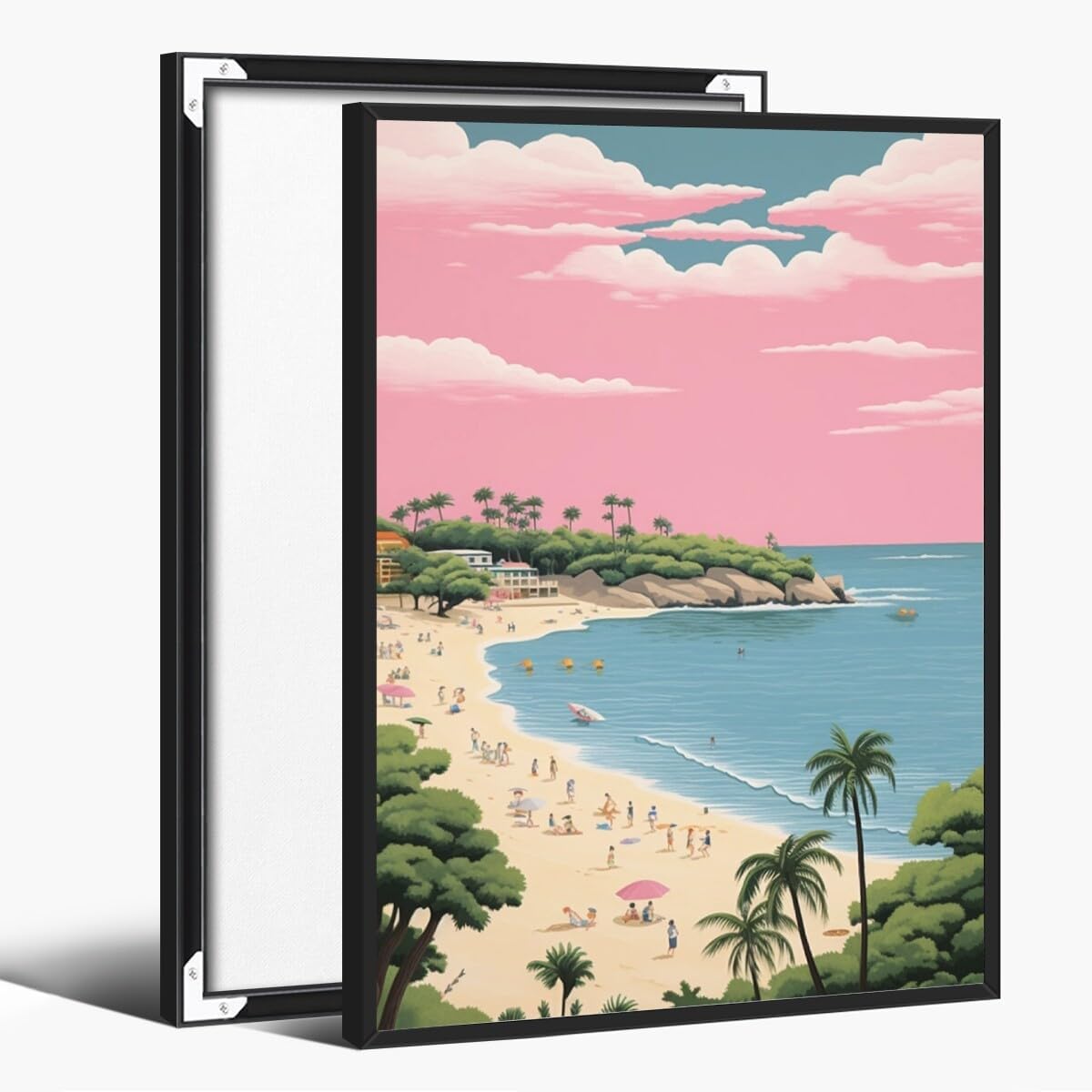AXXPosters Trendy Pink Coastal Canvas Wall