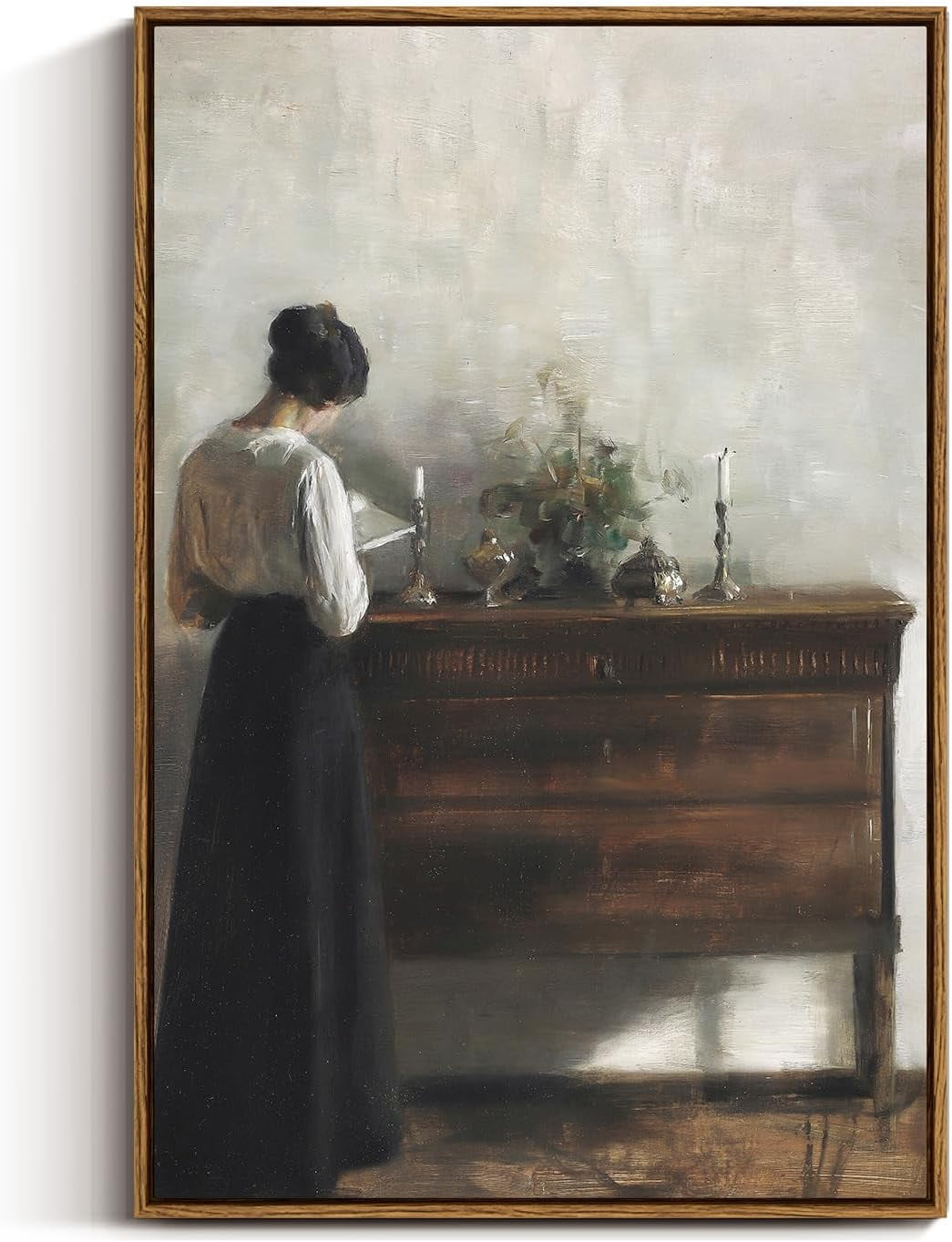 AXXPosters-Vintage Women Large Wall Art, Woman Standing Reading ...