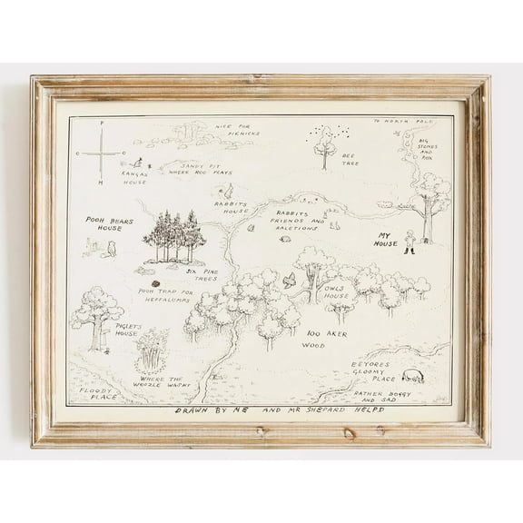 AXXPosters Winnie The Pooh Hundred Acre Wood MapArt Print (Unframed) Neutral Nursery Decor Kids Bedroom Wall Decor Boys Room or Girls Room Artwork Vintage Original Drawing
