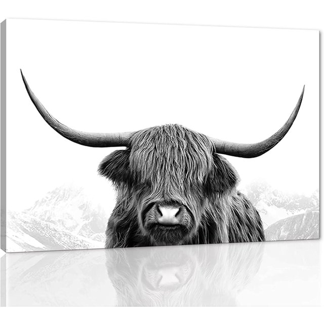 AXXPostersHighland Cattle Decor Farmhouse Style Highland Cattle Canvas