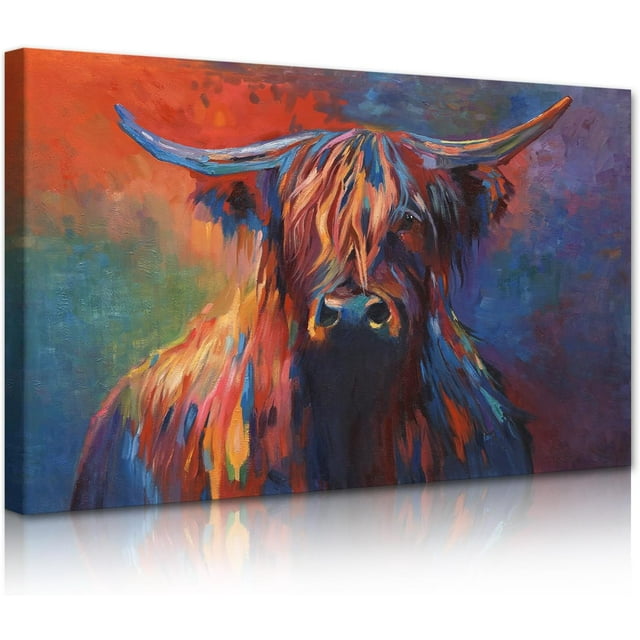 AXXPostersHighland Cattle Decor Farmhouse Style Highland Cattle Canvas