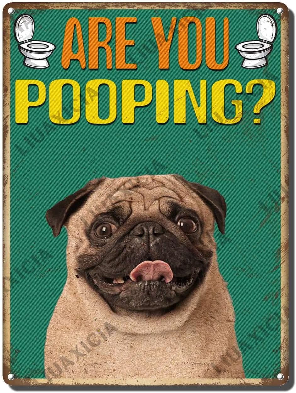 AXXTinsing Rustic Metal Decor Vintage Are You Pooping Funny Dog Bathroom Metal Sign Interesting ...
