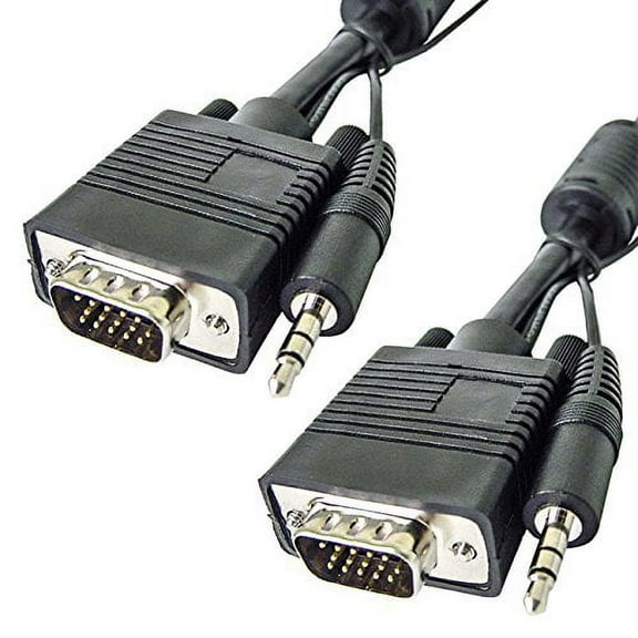 AYA 100Ft. (100 Feet) SVGA Male-to-Male Monitor Cable 28AWG with Stereo 3.5mm Audio