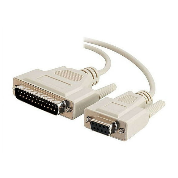 AYA 10Ft. (10 Feet) DB9 Female to DB25 Male AT Serial Modem Cable with Thumbscrews