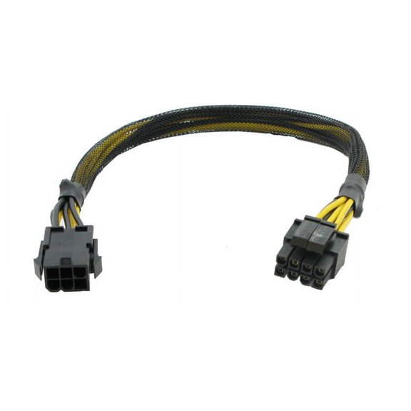 AYA 13 inch 6-Pin Express (Male) to EPS ATX 12V 8-Pin (4+4Pin Detachable) Female 18AWG w/Black Sleeves