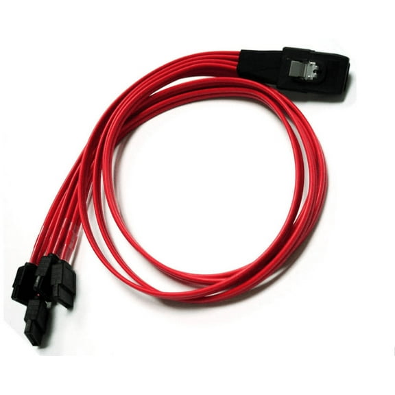 AYA 24" (2 Feet) 4 SATA (Serial ATA) 7-Pin to Mini SAS SFF-8087 36-Pin Reverse Breakout Cable Red