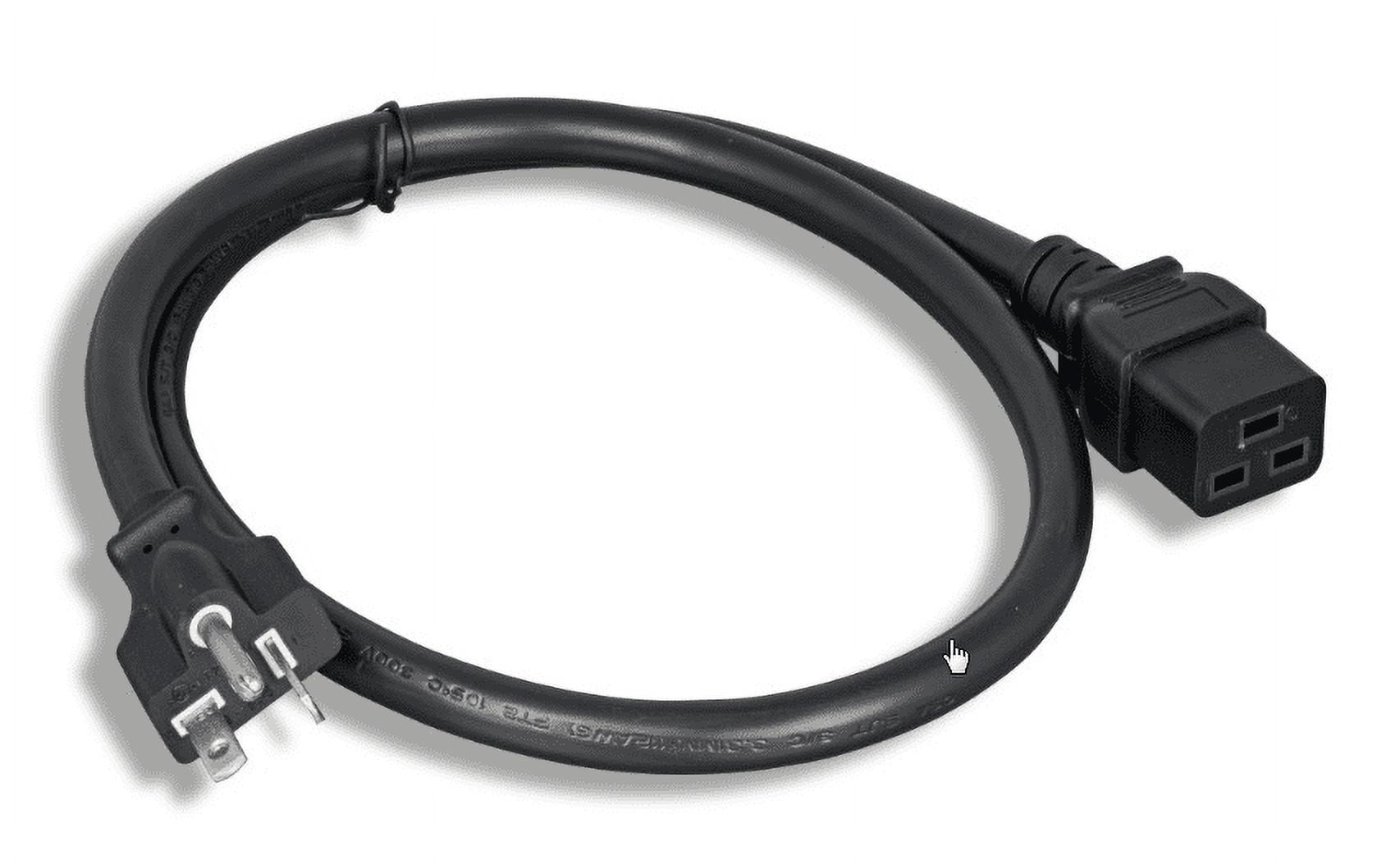 KNTK 6ft AC Power Cord – NEMA L6-20P To IEC-60320 C19, 12 AWG, 20A 250V, SJT, UL/CSA, Black