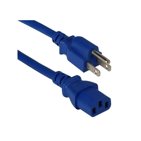 AYA 6Ft. (6 Feet) 18AWG Blue Power Cord NEMA-15P C13 10A Cable 3 Conductor 125V PWR-CRD-18A-BLU-06