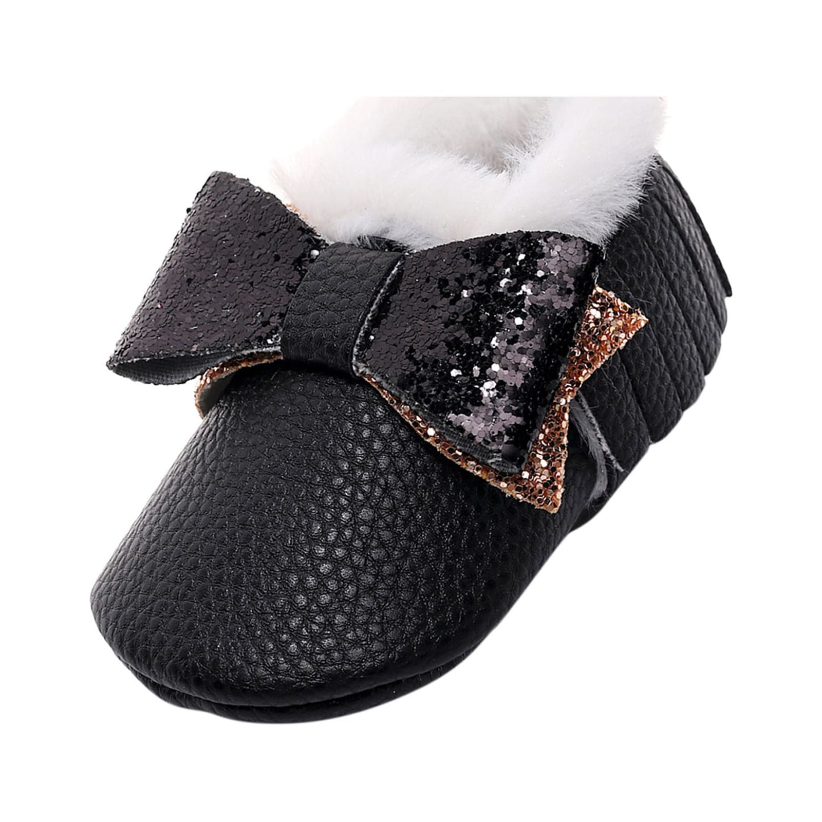 AYA Baby Girls Soft Plush Snow Boots Bowknot Warm Cotton First Walkers