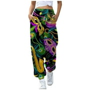 AYA Casual Carnival Pants Ladies Fashion Mardi Digital Printed High Waisted Harun Pants