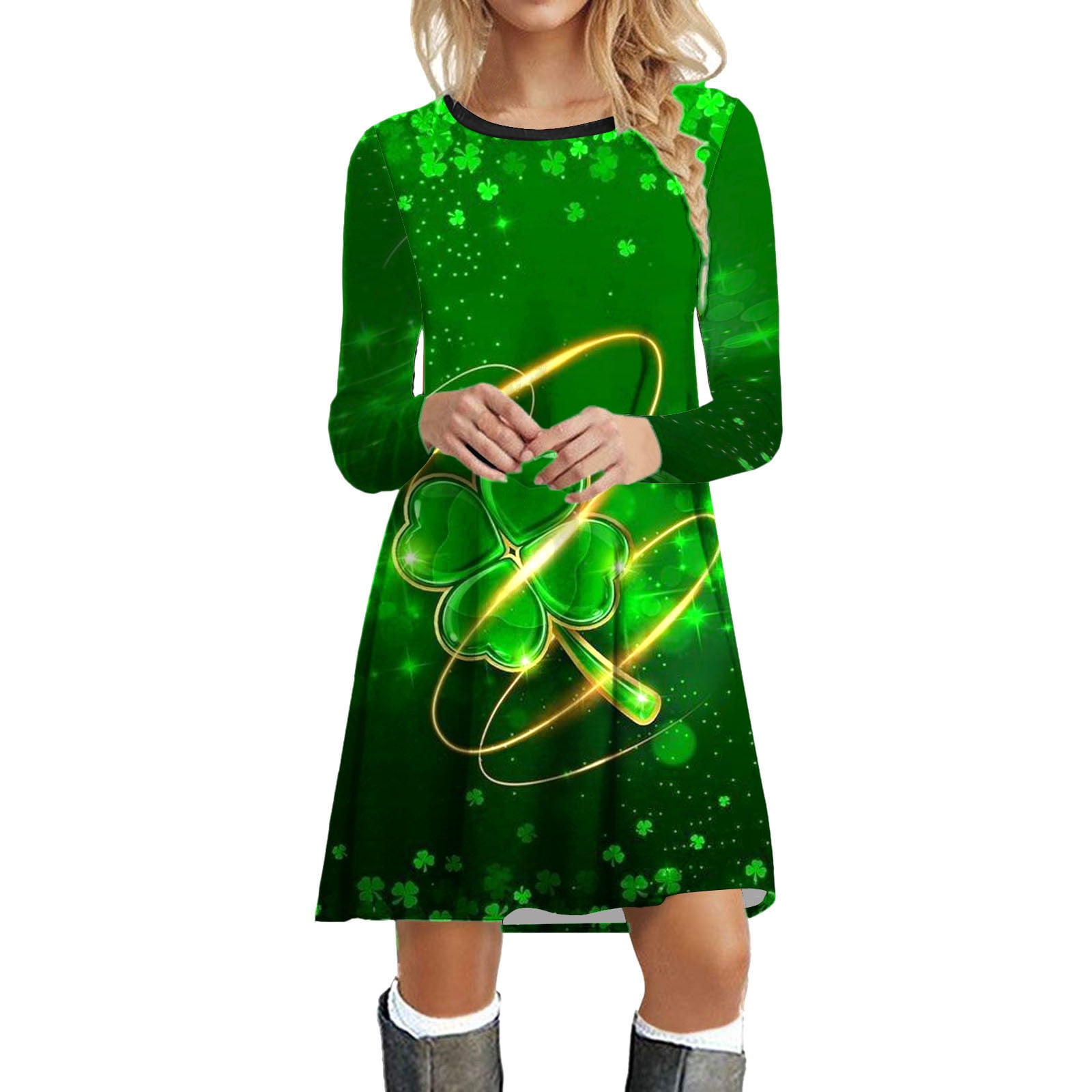 AYA Casual Dress For Women Dress Fall Holiday Xmas Long Sleeve Hat