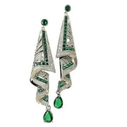AYA Design Jewelry Retro Satin Style Earrings High End Blue Green Gemstone Decorative Temperament Earrings