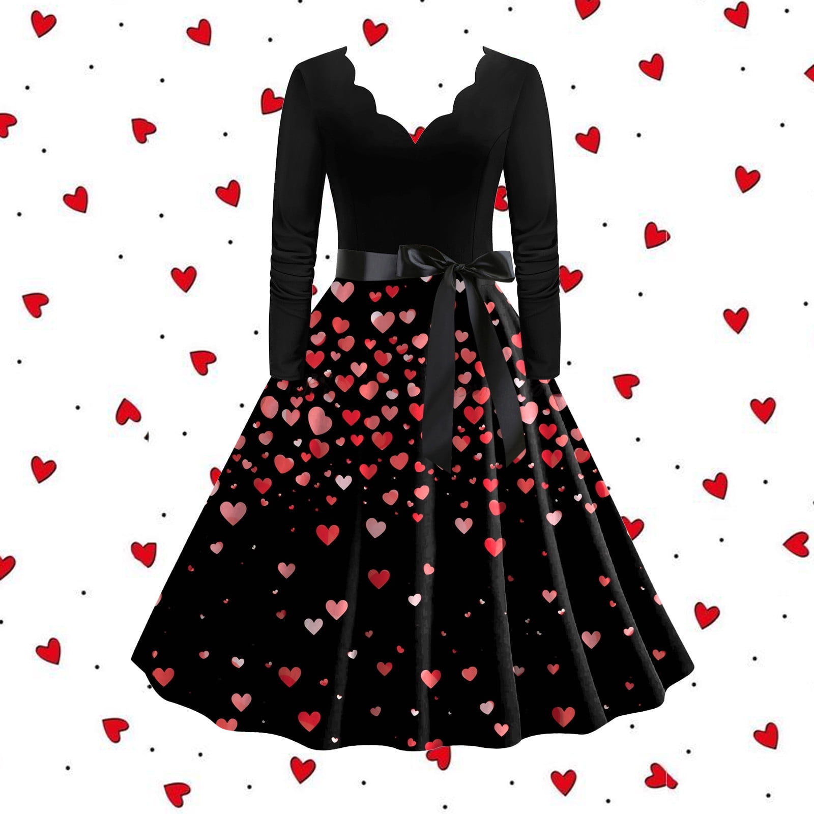 AYA Dresses For Women Party Dress V Neck Long Sleeve Dress Cocktail