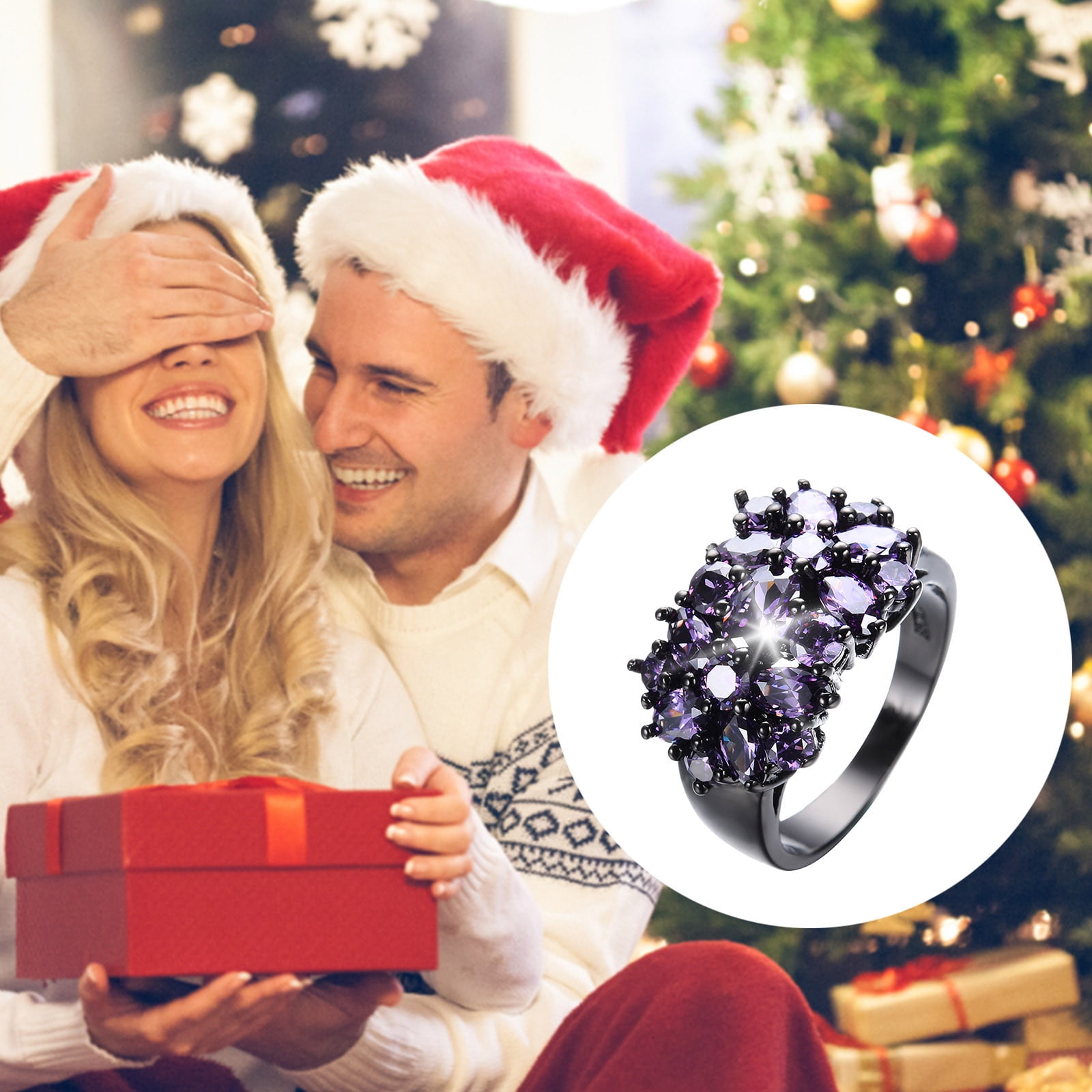 AYA Elegant Purple Unique Design Vintage Party Christmas Wedding Rings