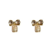 AYA Fashion Sweet Bowknot Earrings For Women Light Color Crystal Pendant Earrings Silver Pins
